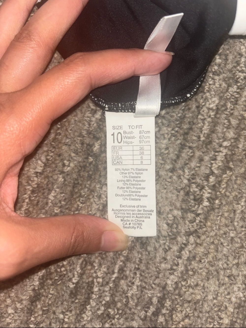 Seafolly Black and White Striped One-Piece Swimsuit - Picture 5 of 5